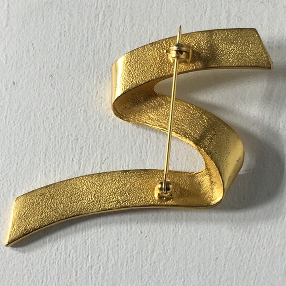 Vintage Gold Tone Zig Zag Brooch/Pin - Picture 5 of 8